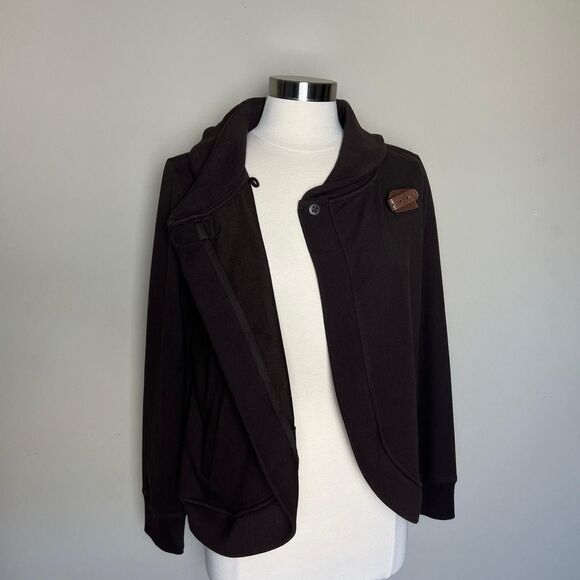 Ralph Lauren Active Wrap Sweater Womens Medium Brown Buckle with Pockets - Picture 7 of 11